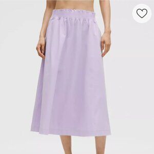 Lululemon Stretch Woven Ruffle-Waist Midi Skirt Lavender Frost purple XL NWT